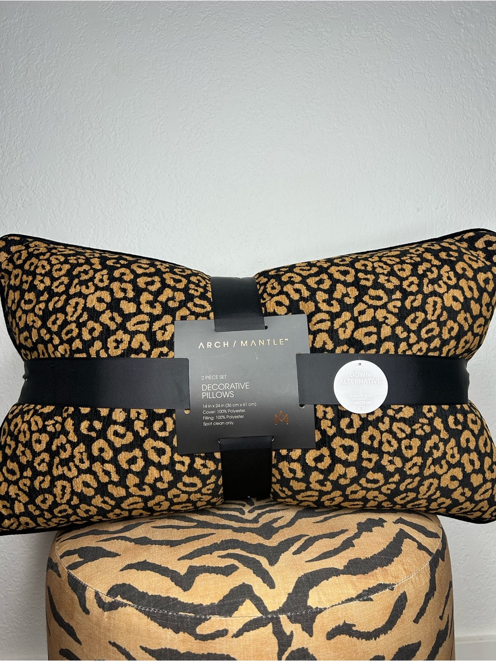 NEW Arch/Mantle Set of 2 Leopard Cheetah Animal Print Luxury Decorative Pillows